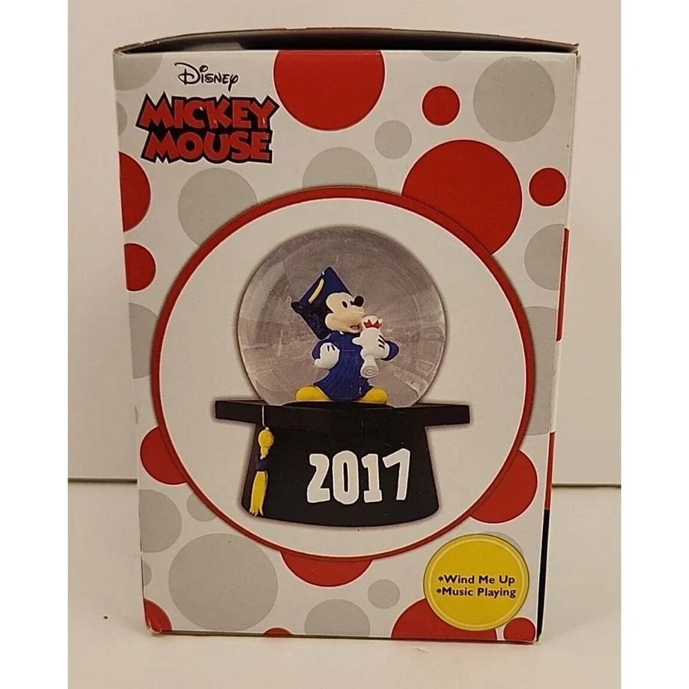 Disney Mickey Mouse 2017 Graduation Musical Waterglobe Snow Globe New in Box